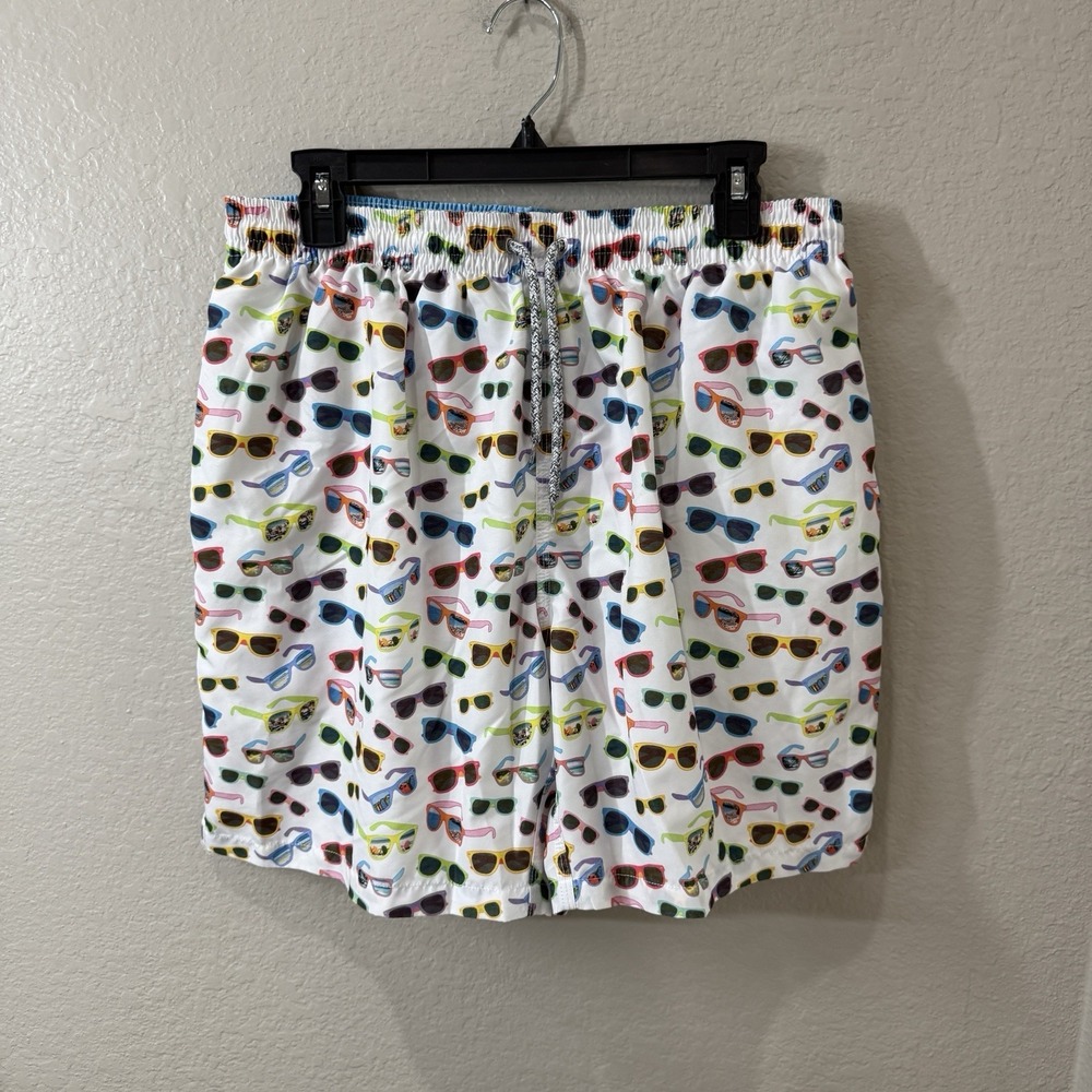 Michael's Mens Swim Trunks White Sunglasses Print Lined Board Shorts Size XL